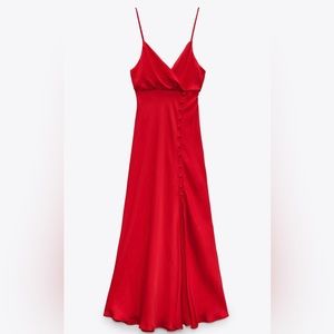 Zara Red Satin Lingerie Style Dress